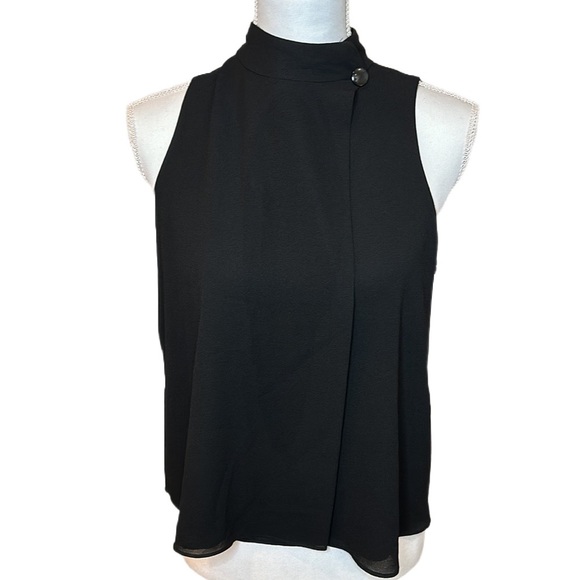Zara High Neck Button Black sleeveless blouse - Picture 1 of 10